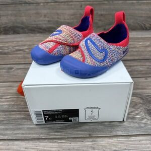 Nike Swoosh 1 Flyknit Baby TD Toddler Size 7C Red Royal FB3244 100 New In Box
